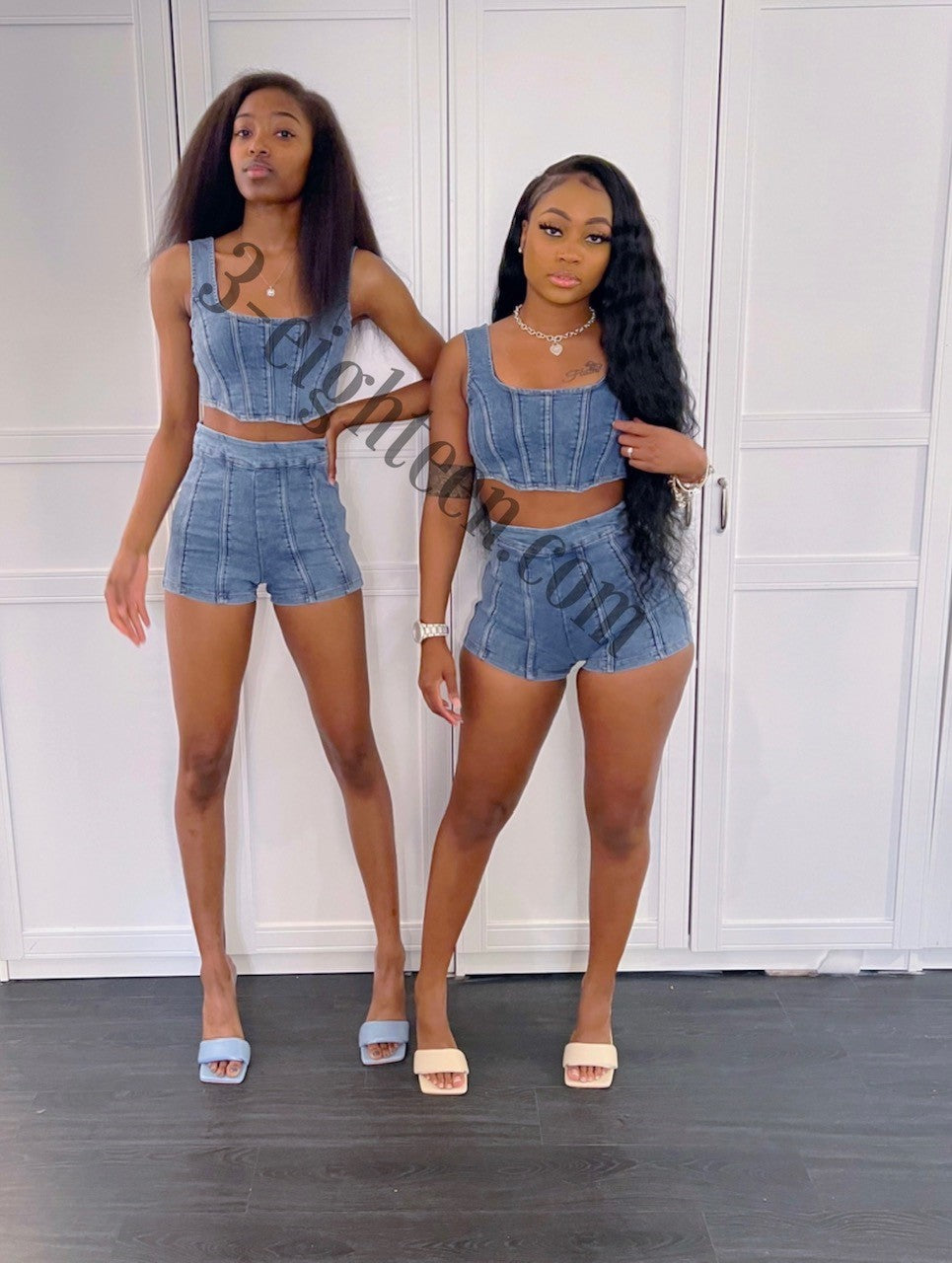 Denim Crop Set